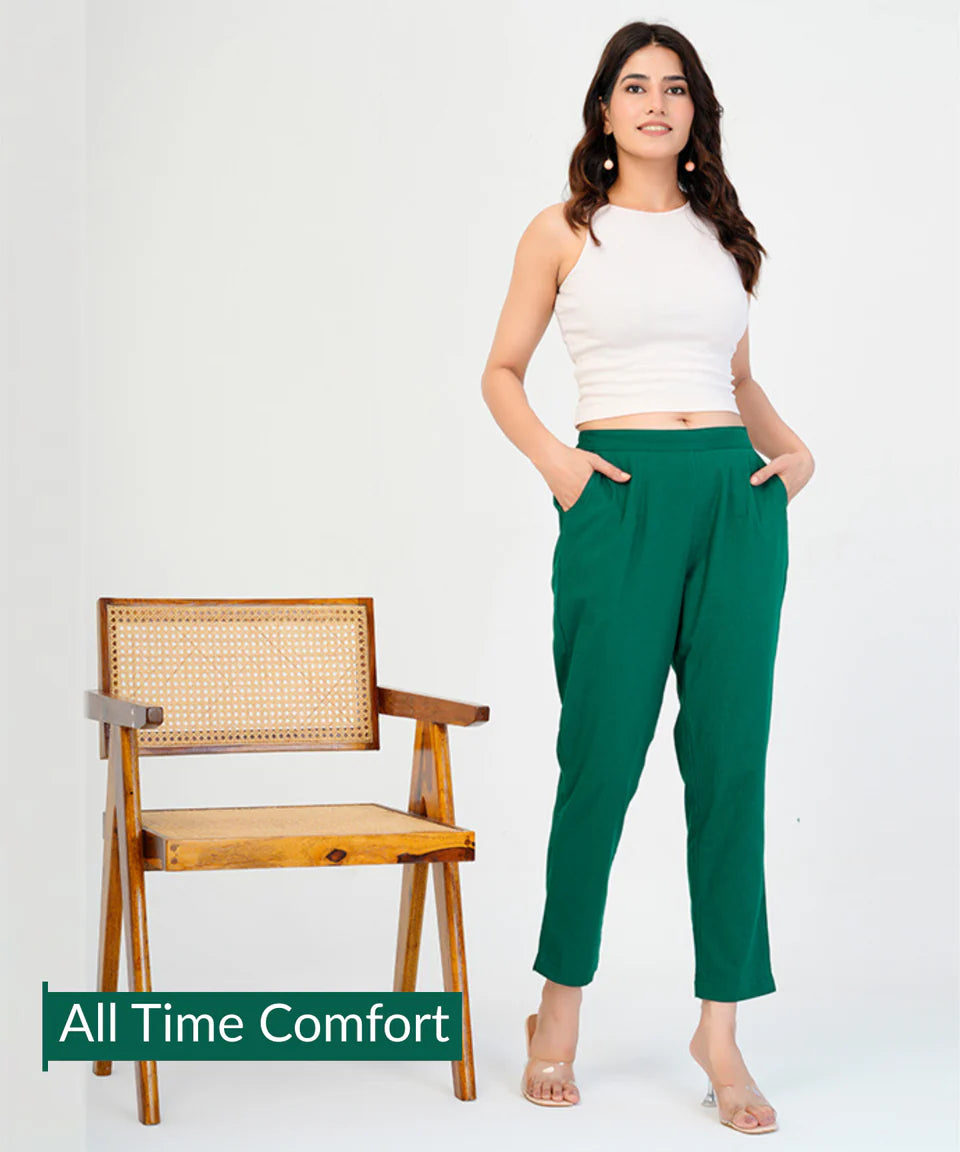 Bottle Green Cotton Pant (SAYS08)
