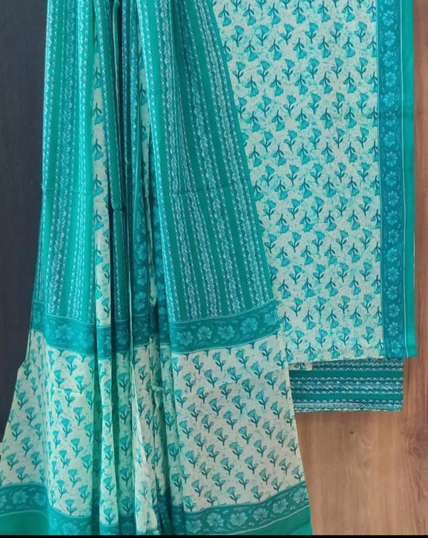 EXCLUSIVE HAND BLOCK PRINT PURE COTTON SUIT WITH COTTO MMUL DUPATTA (MALYS153)