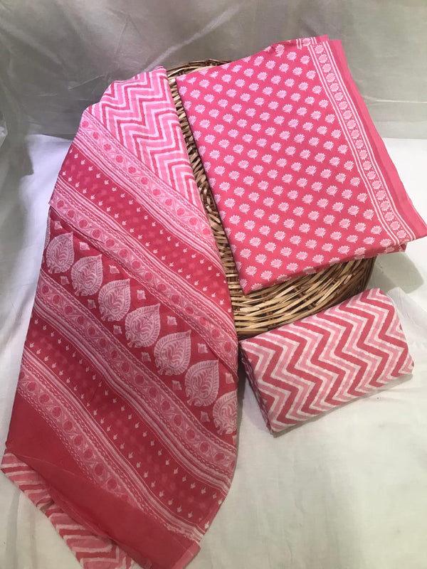 DESIGNER HAND BLOCK PRINT PURE COTTON SUIT WITH COTTON MULMUL DUPATTA(MALYS326)