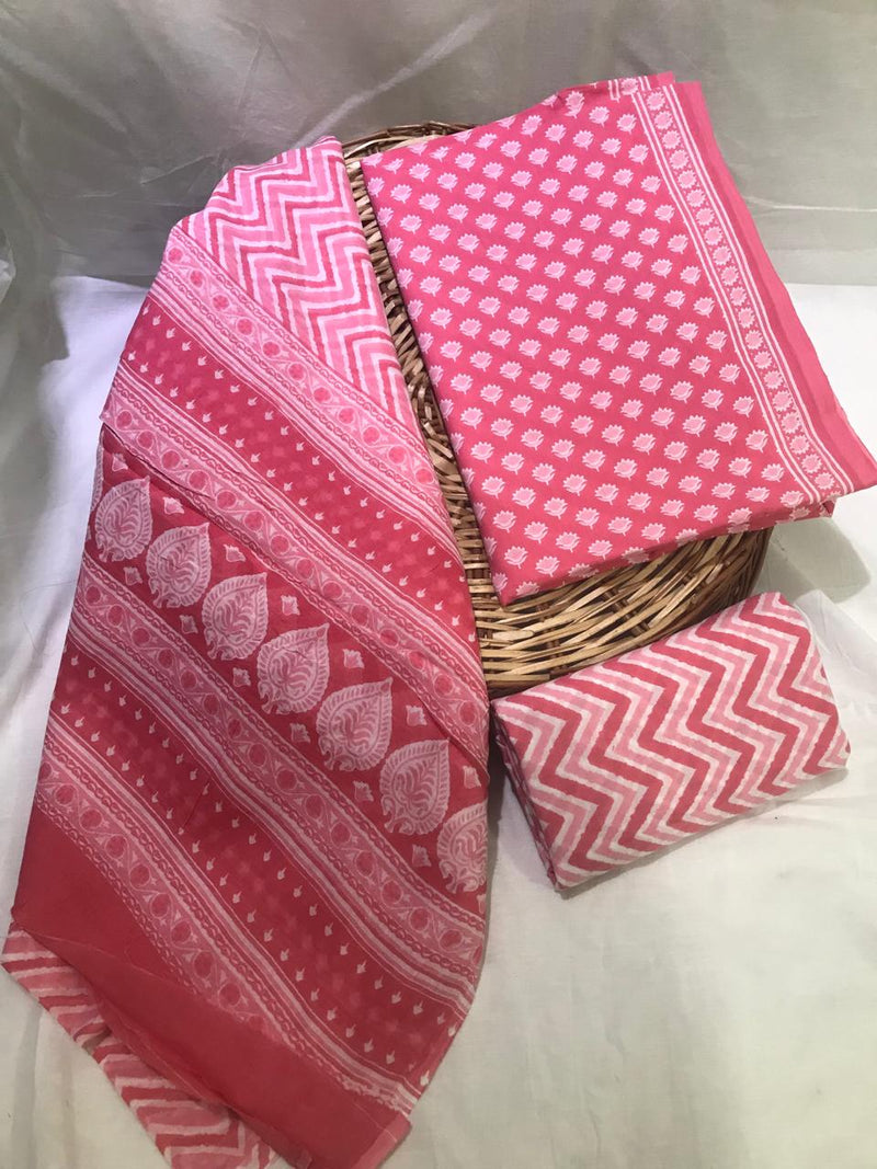 DESIGNER HAND BLOCK PRINT PURE COTTON SUIT WITH COTTON MULMUL DUPATTA(MALYS326)