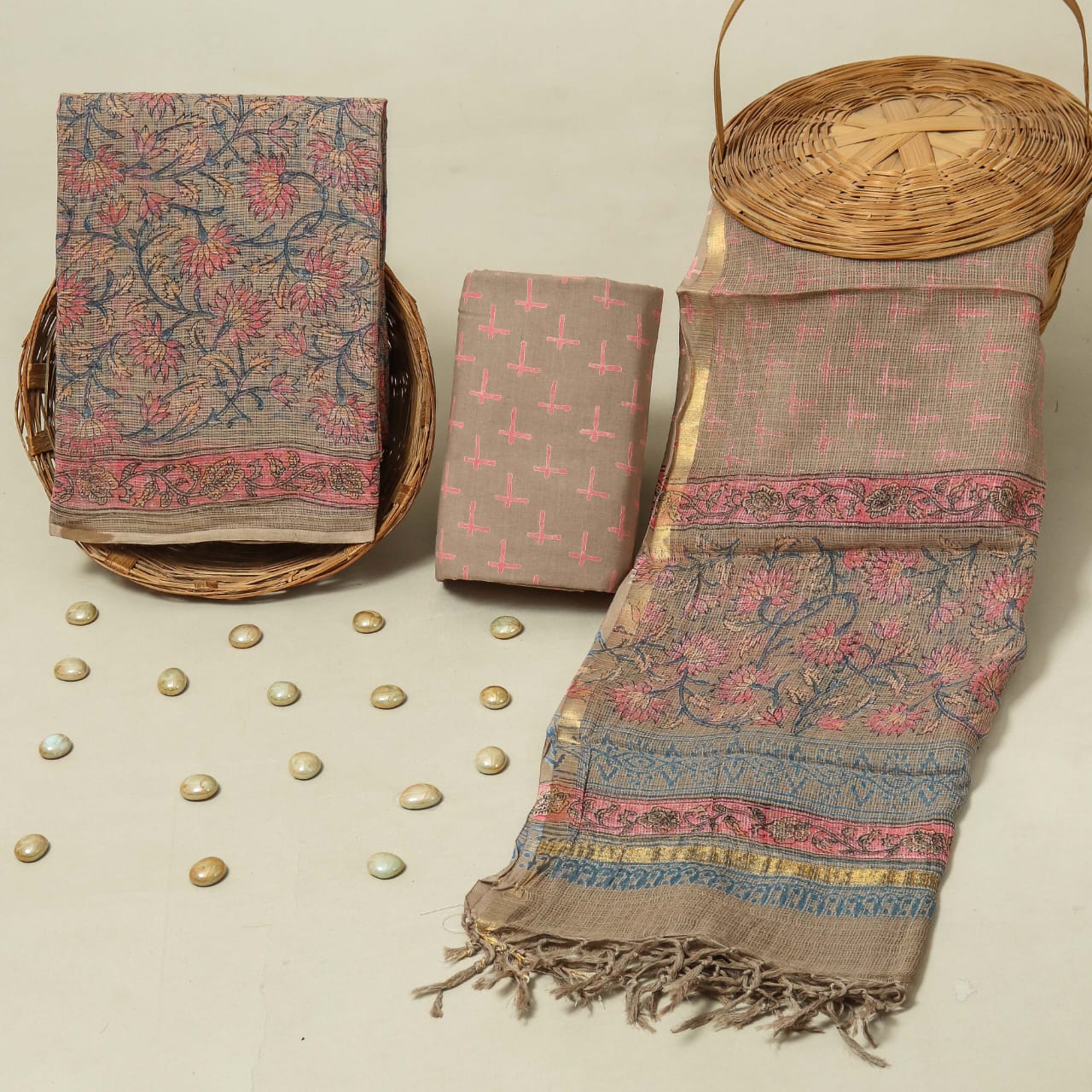 ELEGANT HAND BLOCK PRINT PREMIUM KOTA DORIA SUIT SET (FKDYS08)