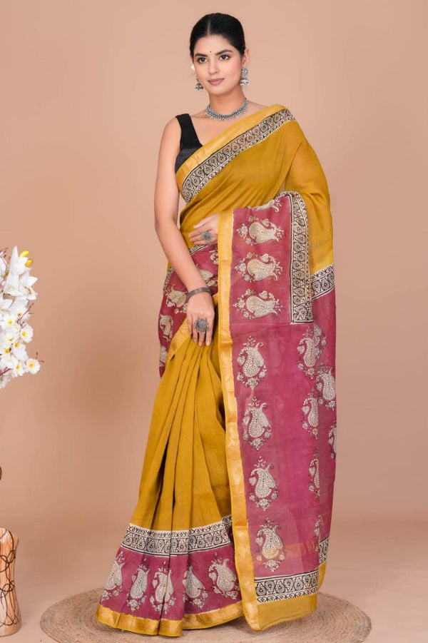 EXCLUSIVE HAND BLOCK PREMIUM MAHESWARI SILK SAREE ( MSYS02)