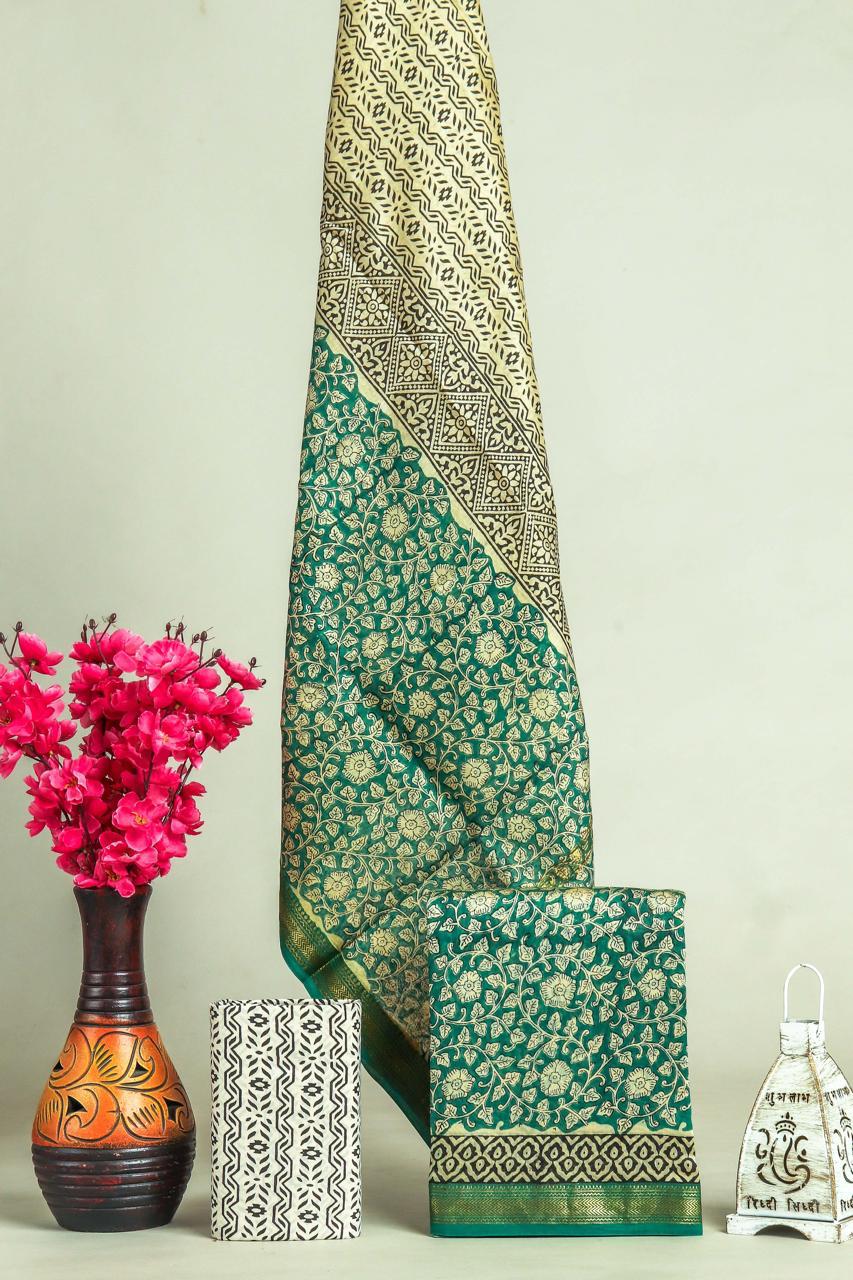 EXCLUSIVE HAND BLOCK PRINT MAHESHWARI SILK SUIT WITH MAHESHWARI SILK DUPATTA (MSLYS133)