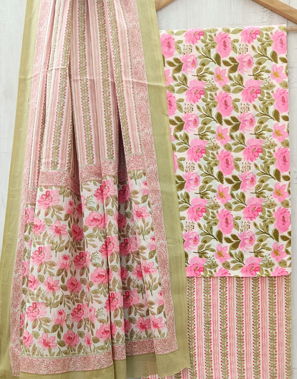 DESIGNER HAND BLOCK PRINT PURE COTTON SUIT WITH COTTON MULMUL DUPATTA (MALYS68)