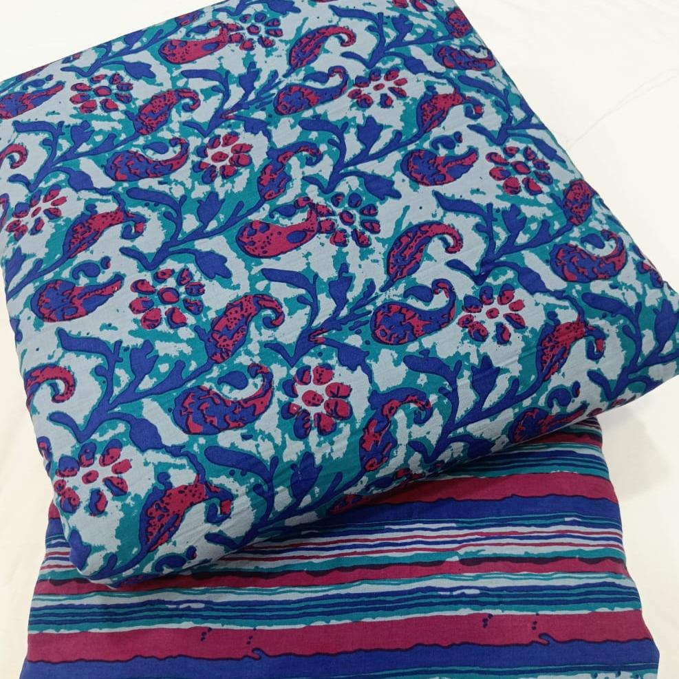 Traditional Hand block print Cotton top and bottom set (2PCYS06)
