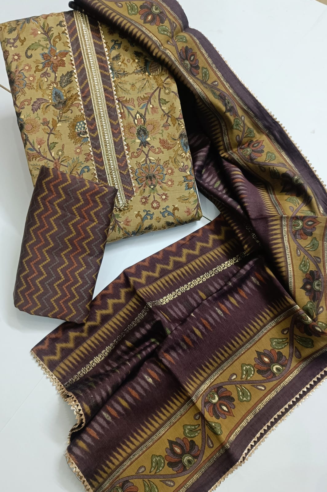 Exclusive Muslin Suits Set With Gota Work (EMSG06)