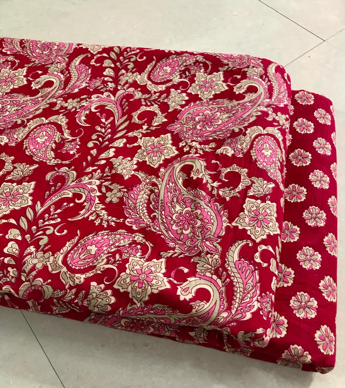 Traditional Hand block print Cotton top and bottom set (2PCYS57)