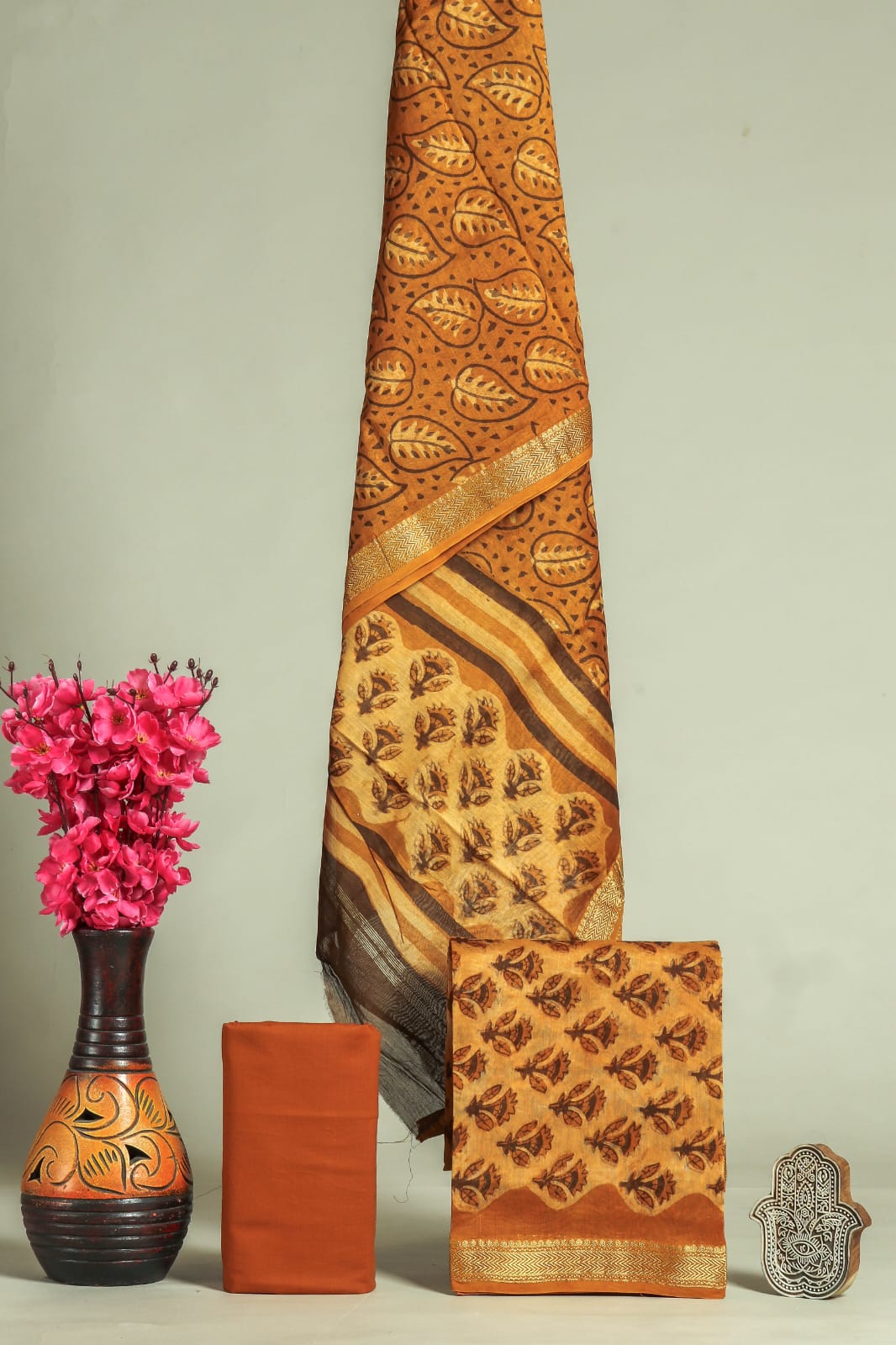 YUVI STYLE HAND BLOCK PRINT MAHESHWARI SILK SUIT WITH MAHESHWARI SILK DUPATTA (MSLYS108)