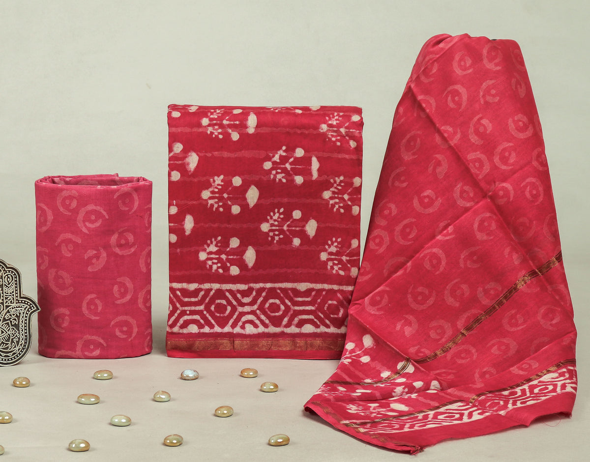 Designer Hand Block Print Chanderi Silk Suit set with Premium Chanderi Dupatta (CHDYS09)