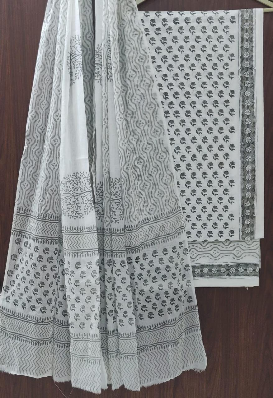 EXCLUSIVE HAND BLOCK PRINT PURE COTTON SUIT WITH COTTO MULMUL DUPATTA (MALYS262)