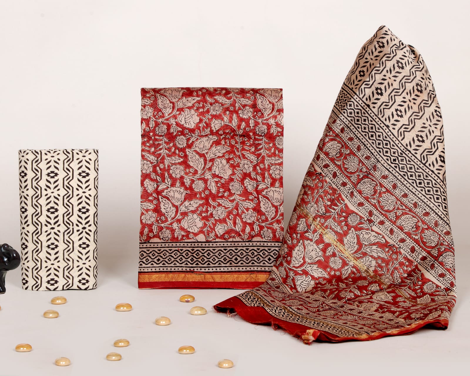 EXCLUSIVE HAND BLOCK CHANDERI SILK SUIT SET WITH CHANDERI DUPATTA (CHDYS183)
