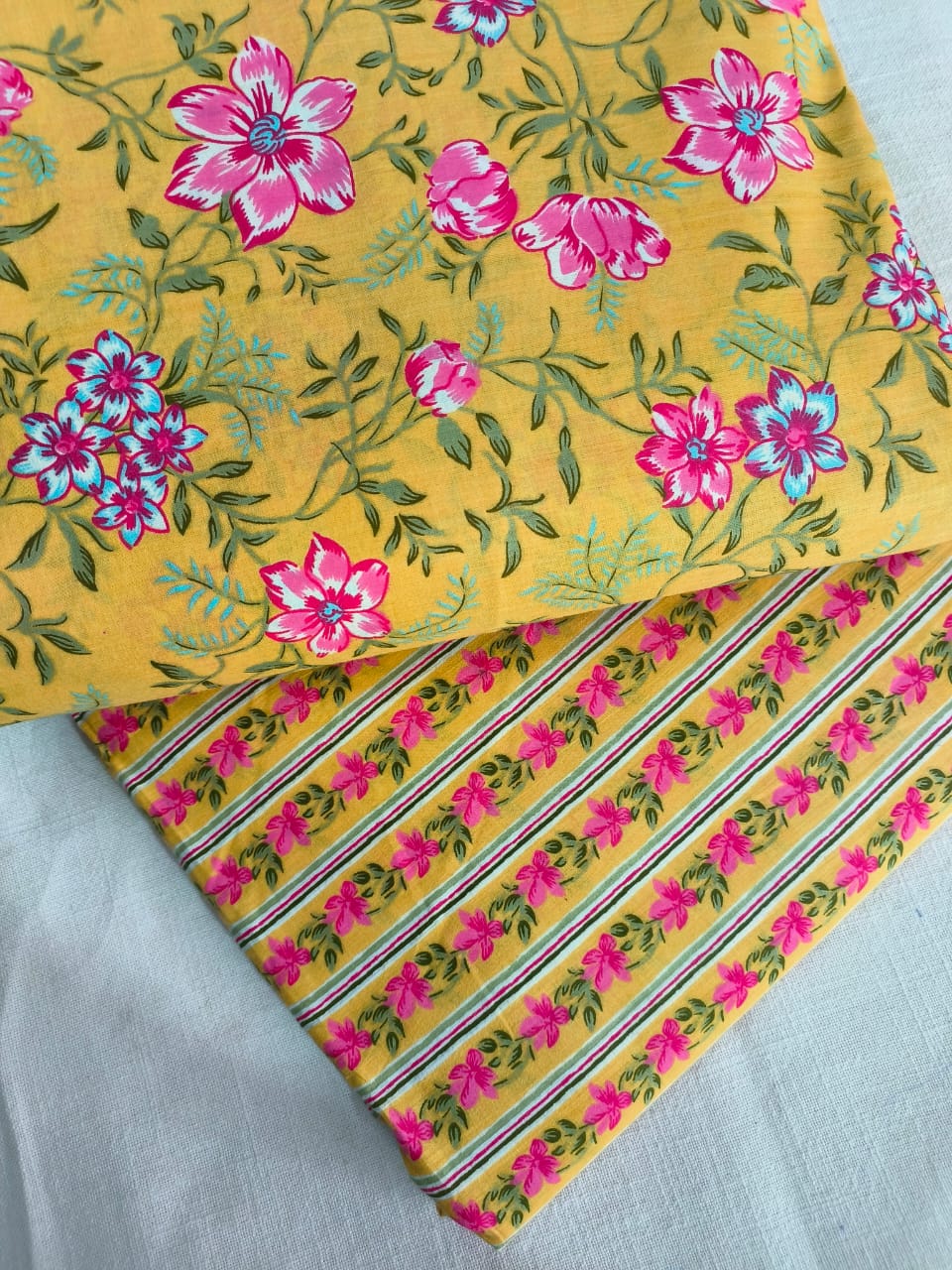 Traditional Hand block print Cotton top and bottom set (2PCYS75)