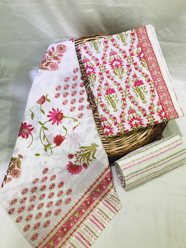 HAND BLOCK PRINT PURE COTTON SUIT WITH COTTON MULMUL DUPATTA( MALYS235)