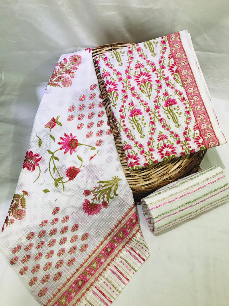 HAND BLOCK PRINT PURE COTTON SUIT WITH COTTON MULMUL DUPATTA( MALYS235)