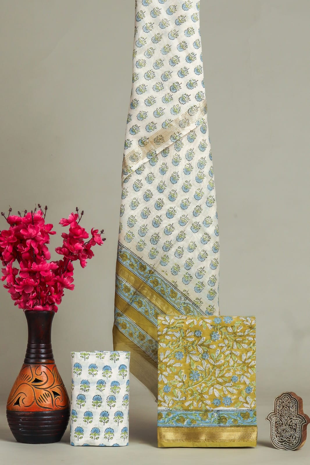 TRADITIONAL HAND BLOCK PRINT MAHESHWARI SILK SUIT WITH MAHESHWARI SILK DUPATTA (MSLYS118)