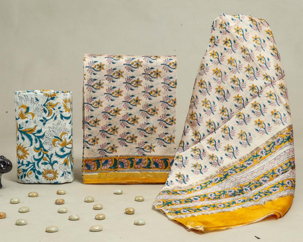 Designer Hand Block Print Chanderi Silk Suit set with Premium Chanderi Dupatta (CHDYS35)