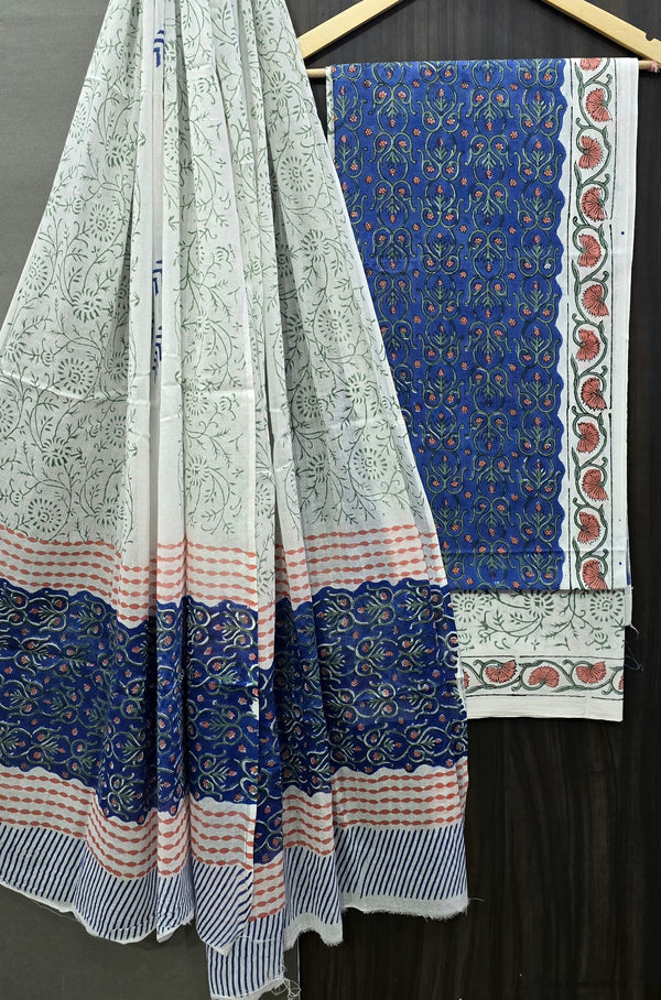 EXCLUSIVE HAND BLOCK PRINT PURE COTTON SUIT WITH MULMUL DUPATTA (MALYS321)