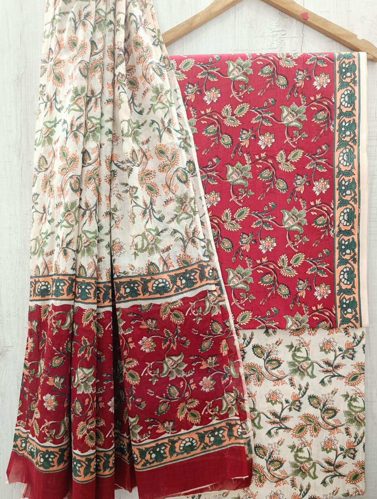 DESIGNER HAND BLOCK PRINT PURE COTTON SUIT WITH COTTON MULMUL DUPATTA (MALYS74)
