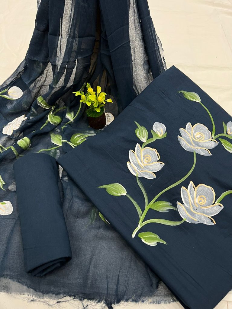 DESIGNER HAND BLOCK PRINT PURE COTTON SUIT WITH CHIFFON DUPATTA (PCHFYS163)