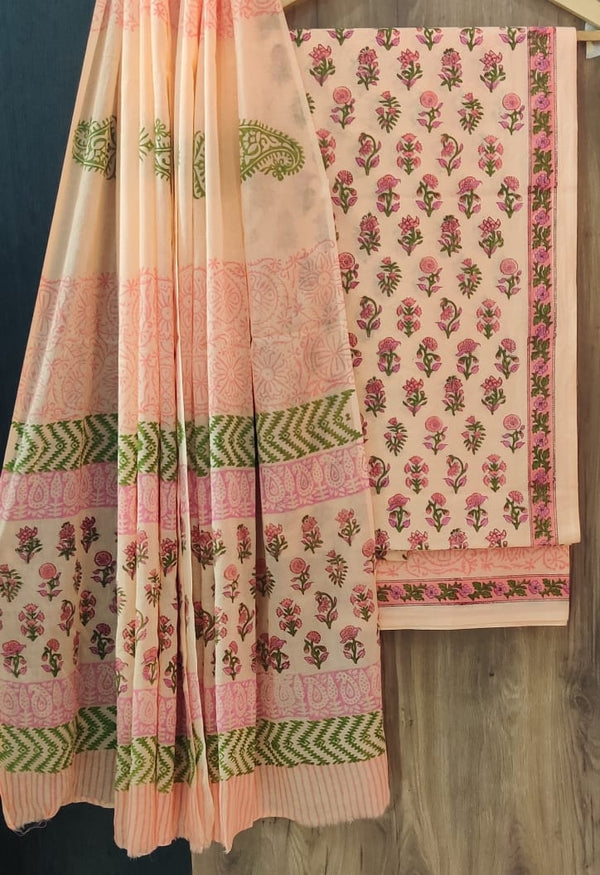 EXCLUSIVE HAND BLOCK PRINT PURE COTTON SUIT WITH COTTON MULMUL DUPATTA (MALYS204)