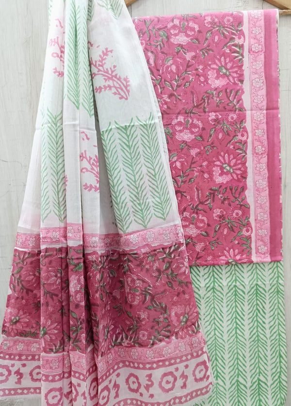 DESIGNER HAND BLOCK PRINT PURE COTTON SUIT WITH COTTON MULMUL DUPATTA (MALYS52ND)