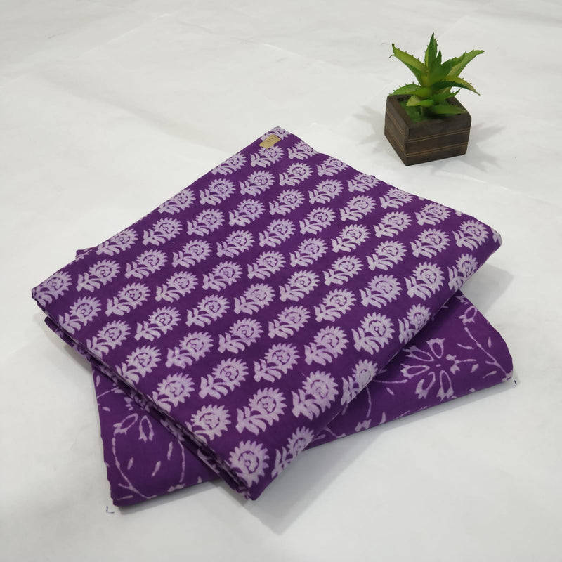 Traditional Hand block print Cotton top and bottom set (2PCYS17)
