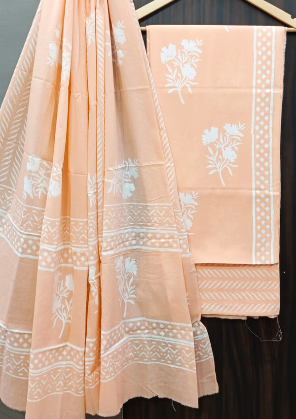 DESIGNER HAND BLOCK PRINT PURE COTTON SUIT WITH MULMUL DUPATTA(MALYS335)
