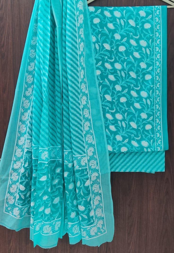 YUVI STYLE HAND BLOCK PRINT PURE COTTON SUIT WITH COTTO MMUL DUPATTA (MALYS238)