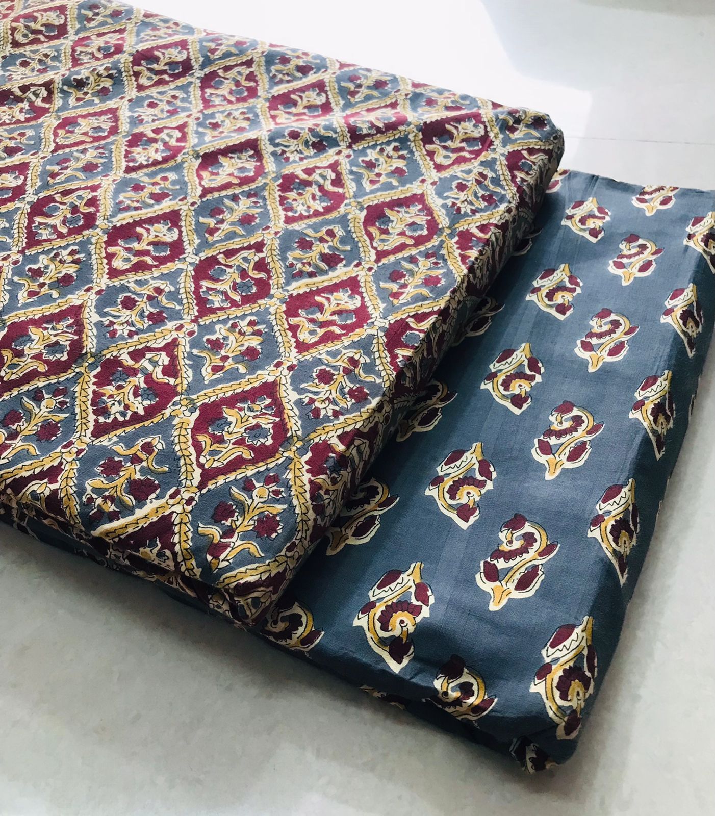 Traditional Hand block print Cotton top and bottom set (2PCYS68)