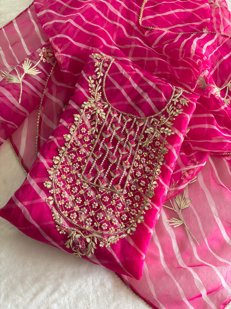 Pure Organza Unstitched Zardogi handwork Work Dupatta Suit  (GBT19)