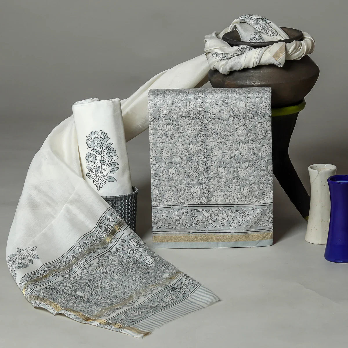 YUVI STYLE MARBLE TEXTURE PRINT CHANDERI SILK SUIT WITH CHADNERI SILK DUPPTA (CHDYS254)