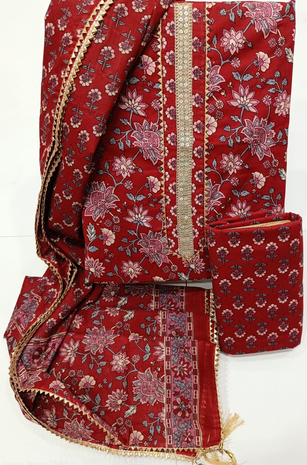 JAIPURI PRINTED COTTON SUITS WITH GOTA WORK  (GOTAYS133)