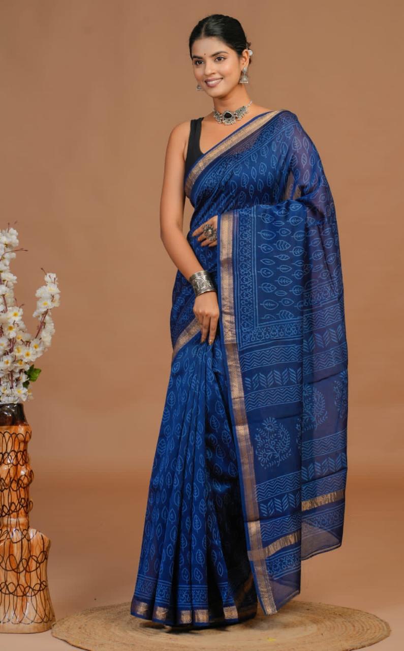 EXCLUSIVE HAND BLOCK PREMIUM MAHESWARI SILK SAREE(MSYS13)