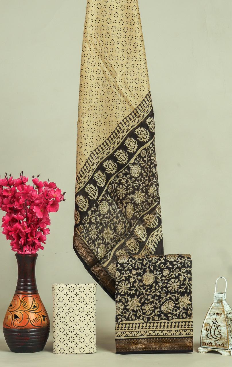 TRADITIONAL HAND BLOCK PRINT MAHESHWARI SILK SUIT WITH MAHESHWARI SILK DUPATTA (MSLYS187)