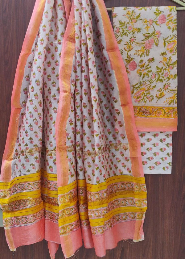 TRADITIONAL HAND BLOCK PRINT MAHESHWARI SILK SUIT WITH MAHESHWARI SILK DUPATTA (MSLYS136)