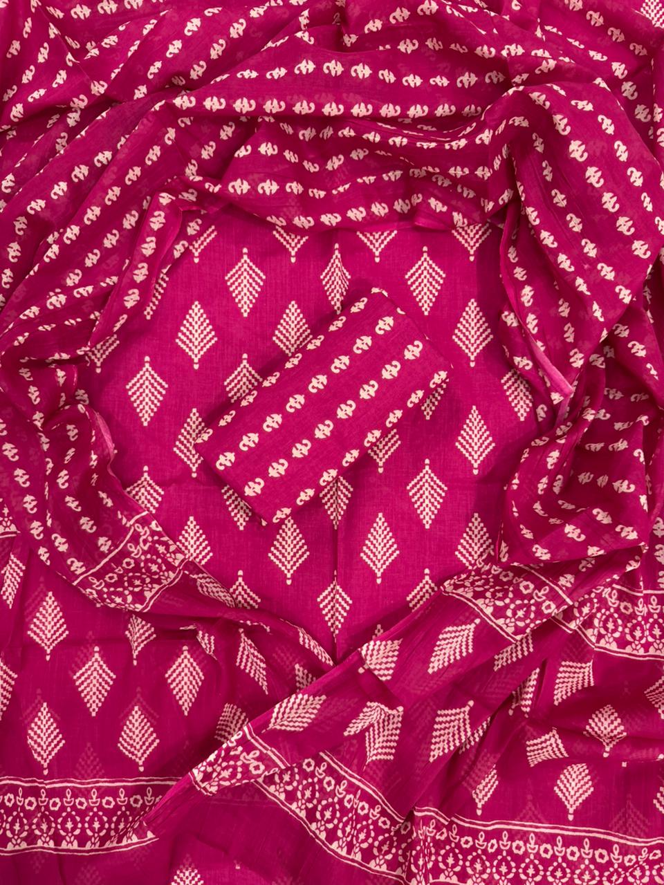 DESIGNER HAND BLOCK PRINT PURE COTTON SUIT WITH MULMUL DUPATTA (MALYS104)