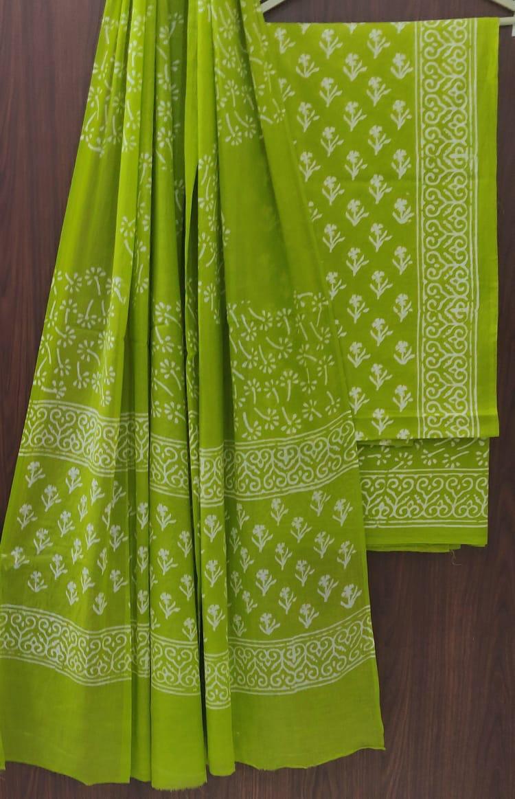 DESIGNER HAND BLOCK PRINT PURE COTTON SUIT WITH COTTON MULMUL DUPATTA(MALYS39)