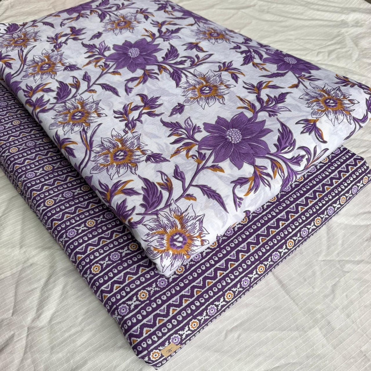 TRADITIONAL HAND BRUSH FLOWER PRINT COTTON TOP AND BOTTOM SET 2PCYS158)