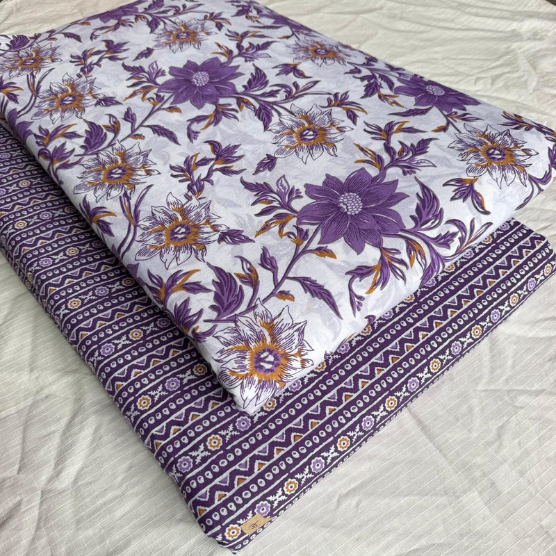 TRADITIONAL HAND BRUSH FLOWER PRINT COTTON TOP AND BOTTOM SET 2PCYS158)