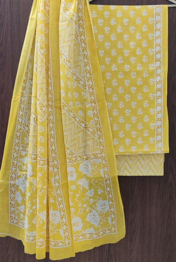 EXCLUSIVE HAND BLOCK PRINT PURE COTTON SUIT WITH MULMUL DUPATTA (MALYS290)