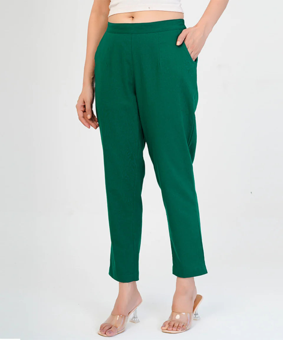 Bottle Green Cotton Pant (SAYS08)