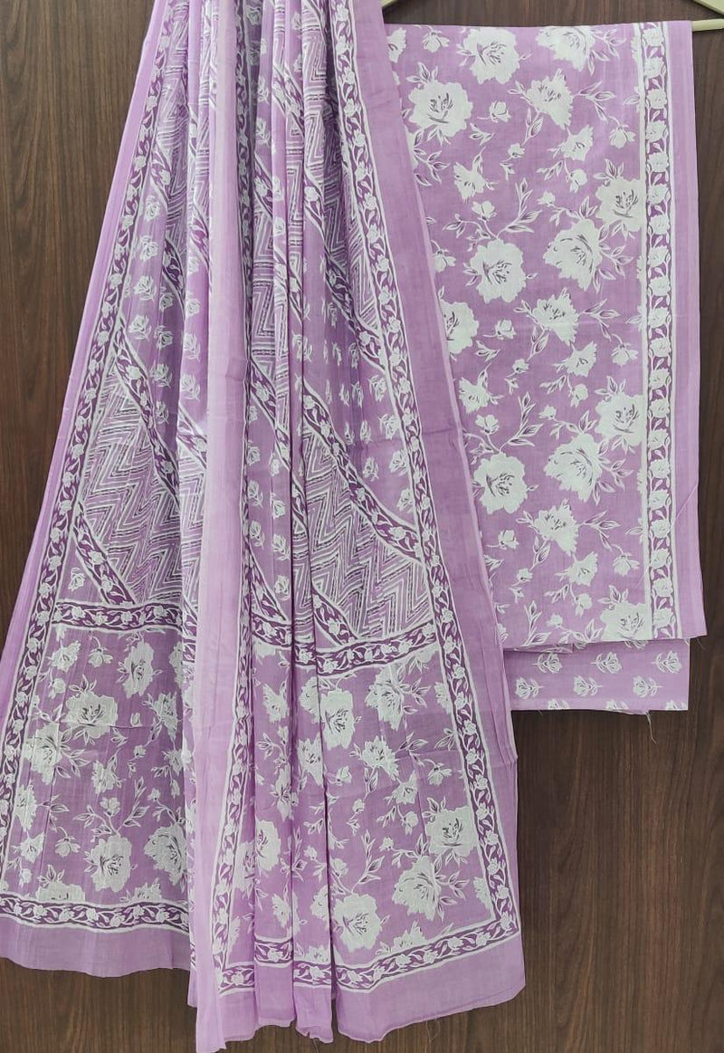 HAND BLOCK PRINT PURE COTTON SUIT WITH COTTON MULMUL DUPATTA (MALYS43)