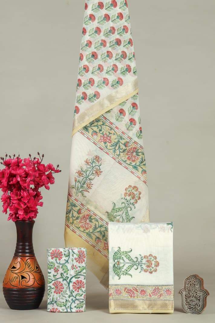 TRADITIONAL HAND BLOCK PRINT MAHESHWARI SILK SUIT WITH MAHESHWARI SILK DUPATTA (MSLYS191)