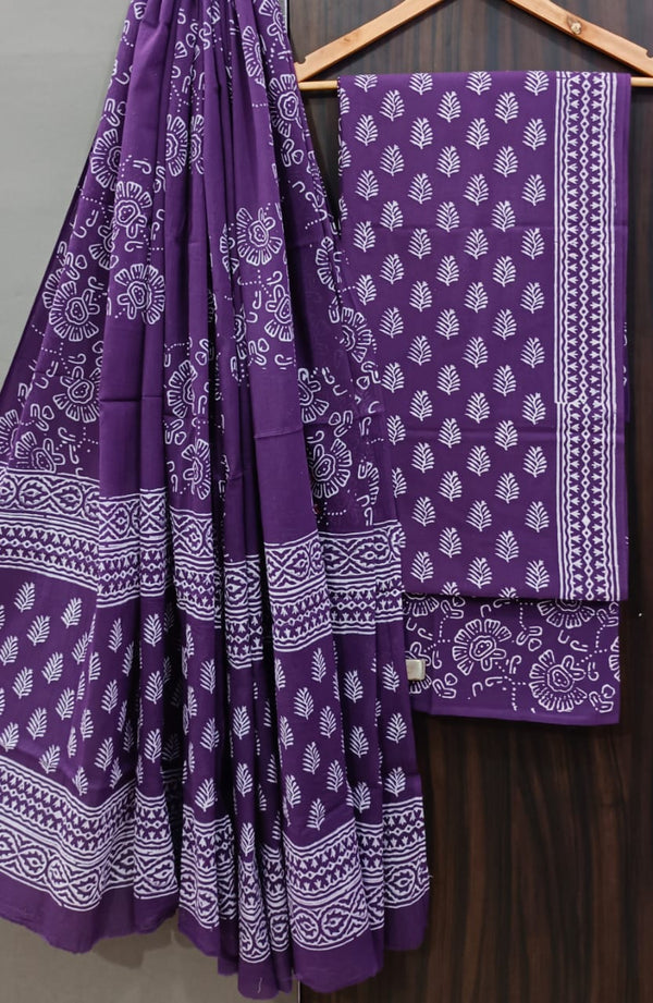 EXCLUSIVE HAND BLOCK PRINT PURE COTTON SUIT WITH COTTO MULMUL DUPATTA (MALYS124)