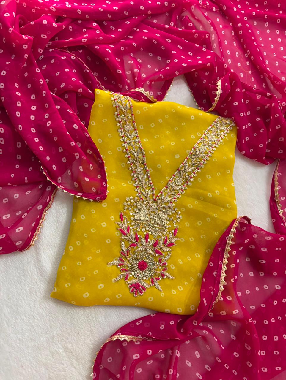 Premium Georgette fabric kurta with zardogi handwork (GBT133)