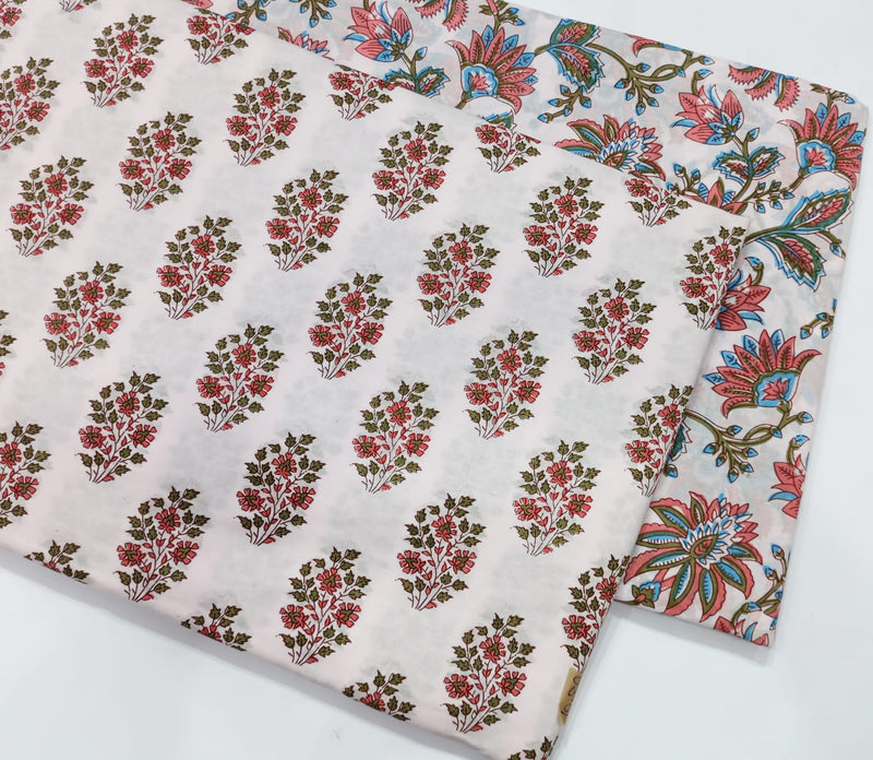 Traditional Hand block print Cotton top and bottom set (2PCYS45)