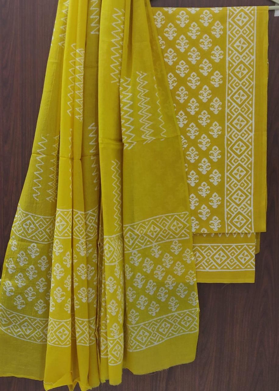 EXCLUSIVE HAND BLOCK PRINT PURE COTTON SUIT WITH COTTON MULMUL DUPATTA (MALYS112)