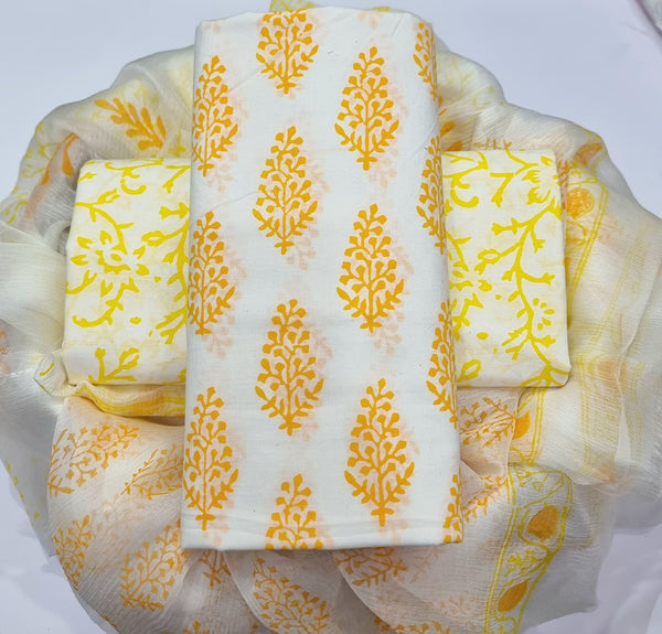 DESIGNER HAND BLOCK PRINT PURE COTTON SUIT WITH CHIFFON DUPATTA (PCHFYS185)