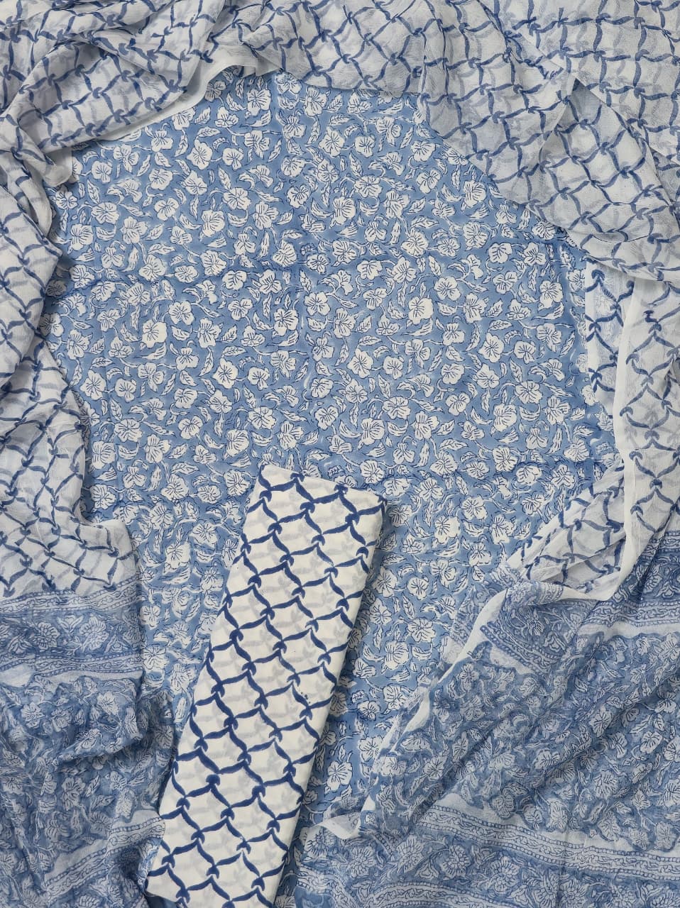 DESIGNER HAND BLOCK PRINT PURE COTTON SUIT WITH CHIFFON DUPATTA (PCHFYS183)