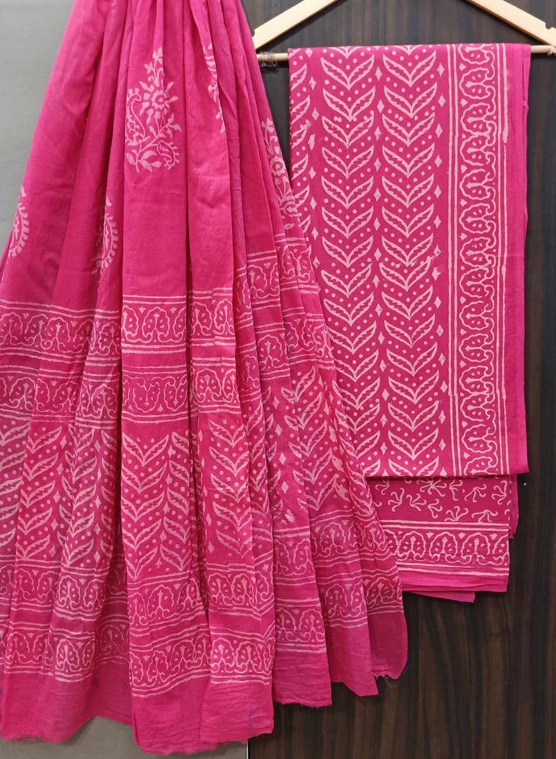 DESIGNER HAND BLOCK PRINT PURE COTTON SUIT WITH COTTON MULMUL DUPATTA(MALYS41)
